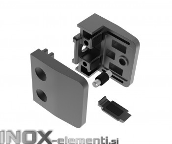 INOX Nosilec stekla 00 oglat + varovalo / ČRN AISI304 13S