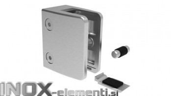 INOX Nosilec stekla 00 oglat / satiniran 55x65 + varovalo AISI304 24SV (12-16,76)