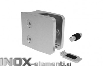 INOX Nosilec stekla 42.4 oglat 52x52 + varovalo / satiniran AISI304 13S