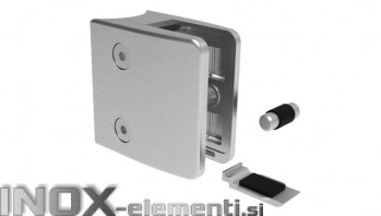 INOX Nosilec stekla 42,4 oglat / satiniran 55x65 + varovalo AISI304 24SV (12-16,76) 