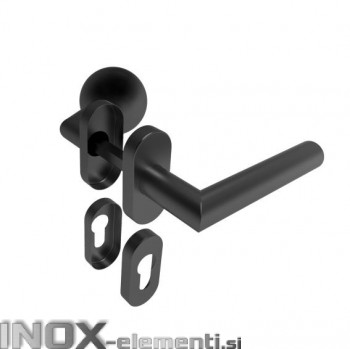 Inox kljuka D8/05G-D-PVD črna, desna, fiksni gumb AISI304
