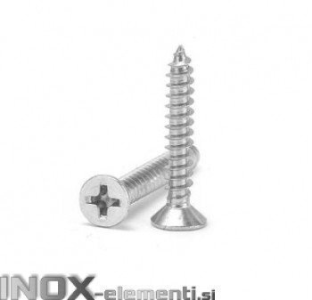 INOX Vijak 3,5X19 samorezni vgrezni PZ DIN7982C A2, 100kos 