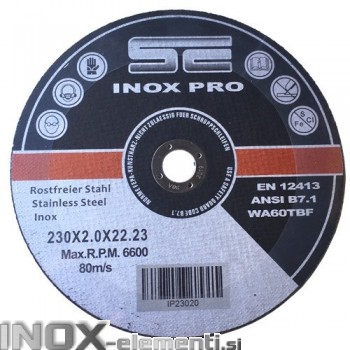 SE INOX PRO 230x2,0x22,23mm rezalna plošča