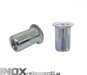 INOX MATICA SLEPA M5 RF A2 NAREBRIČANA VGREZNJENA GLAVA 1,5-4,0mm 100kos