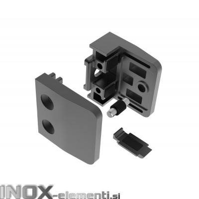 INOX Nosilec stekla 00 oglat + varovalo / ČRN AISI304 13S