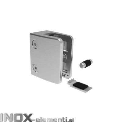 INOX Nosilec stekla 00 oglat / satiniran 55x65 + varovalo AISI304 24SV (12-16,76)