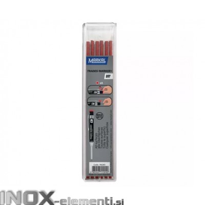 TRADES MARKER+DRY MINICE 6x RDEČA ZA VSE POVRŠINE