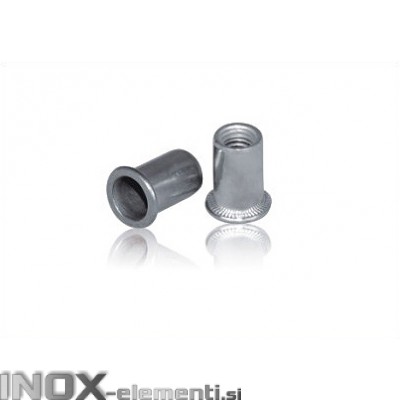 INOX slepa matica M5 RF A2 narebričana 0,5-3,0mm 100kos