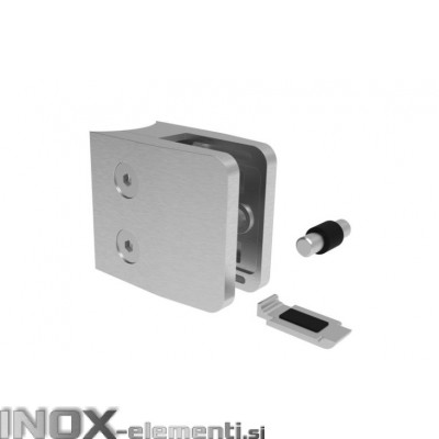 INOX Nosilec stekla 42.4 oglat 52x52 + varovalo / satiniran AISI304 13S