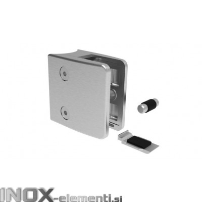 INOX Nosilec stekla 42,4 oglat / satiniran 55x65 + varovalo AISI304 24SV (12-16,76) 