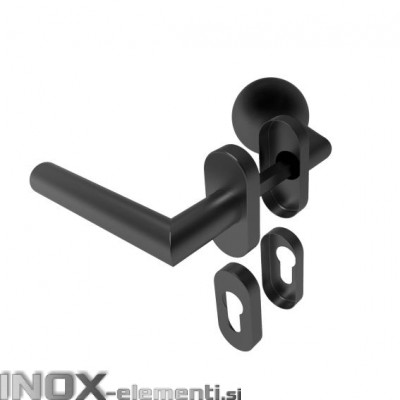 Inox kljuka D8/05G-L-PVD črna leva, fisni gumb AISI304