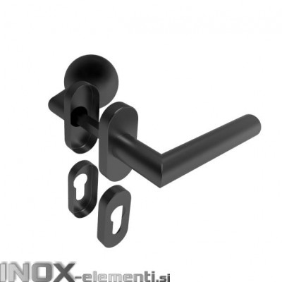 Inox kljuka D8/05G-D-PVD črna, desna, fiksni gumb AISI304