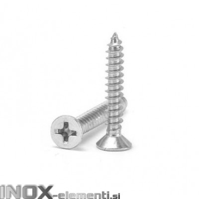 INOX Vijak 3,5X19 samorezni vgrezni PZ DIN7982C A2, 100kos 
