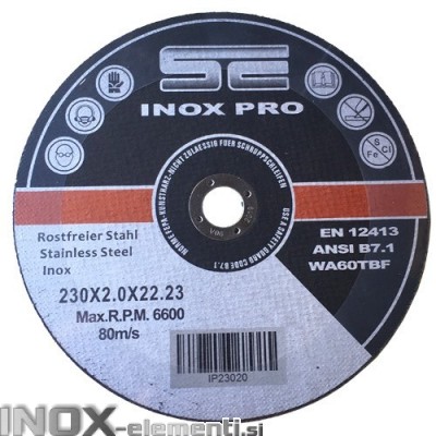 SE INOX PRO 230x2,0x22,23mm rezalna plošča