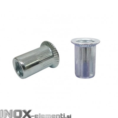 INOX MATICA SLEPA M8 RF A2 NAREBRIČANA VGREZNJENA GLAVA 2,0-4,5mm 100kos