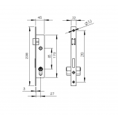 Inox ključavnica 50X30mm z cilindričnim vložkom 35x35 AISI304, 27mm /  85mm