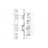 Inox ključavnica 60X40mm AISI304, 37,5mm / 90mm