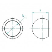 INOX Zaključna krogla 55x42 slepa / polirana AISI304