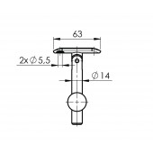 INOX Bočni nosilec ročnika 42,4 montažni AISI304 satiniran 55S