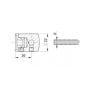 INOX Prečni nosilec 6 / satiniran za cev 00 žični sistem AISI316