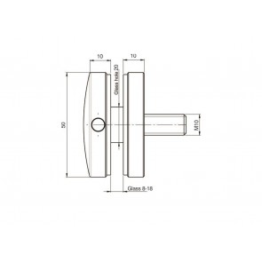 INOX Nosilec stekla okrogel točkovni raven 50x10x10 / satiniran nastavljiv M104S