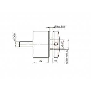 INOX Nosilec stekla okrogel točkovni raven 50x30x10 / satiniran 0104S AISI316