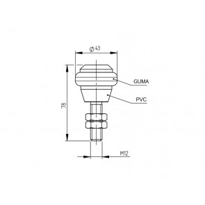 Vodilni valjček z gumi obročem 43mm