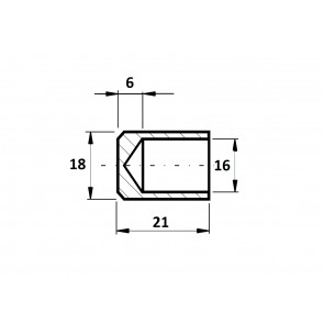 INOX Zaključna kapica 16x18 satinirana AISI304