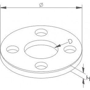 INOX Osnovna plošča 42.4 / satinirana, 4 luknje