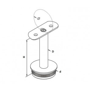 INOX Cevni nosilec 42.4 fiksen D14 raven čep / satiniran