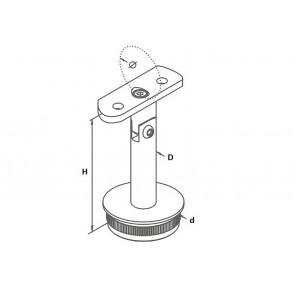 INOX Cevni nosilec 40x40 fixen D14x14  / satiniran AISI304