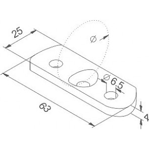 INOX Pritrdilna ploščica ravna 42.4 / satiniran