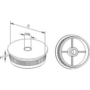 INOX Zaključni čep 42.4-M8 raven / satiniran