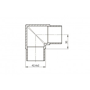 INOX Koleno kotno 42.4mm / satinirano AISI304
