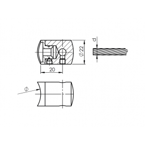 INOX Prečni nosilec 3 / satiniran za cev 42,4 žični sistem AISI316