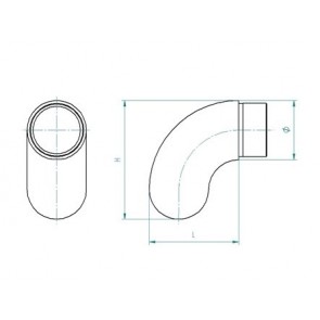 INOX Zaključni lok cevi 42,4, okrogel / satiniran
