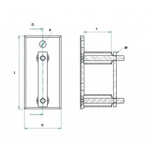 INOX Nosilec stebra 42,4  pravokotni satiniran AISI304