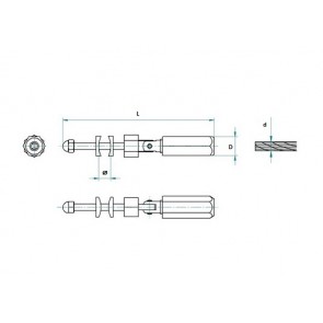 INOX napenjalec 6-8mm 42,4 pregibni AISI304 / satiniran
