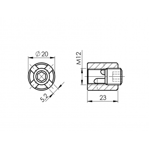 INOX KRIŽNI SPOJNI ELEMENT ZA PLETENICO 5mm M12 AISI316