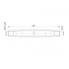 Inox napenjalna matica M10x125 L+D Navoj AISI316