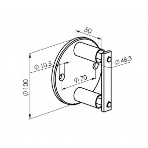 INOX Bočni nosilec stebra / satiniran za cev 48,3, AISI304