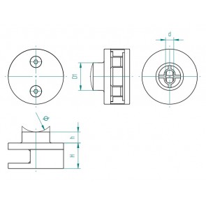 INOX Nosilec stekla 42.4 okrogel Fi60 / satiniran AISI304 14S