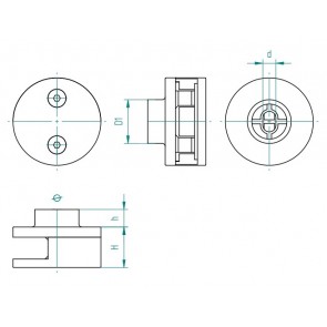INOX Nosilec stekla 00 okrogel Fi60 / satiniran AISI304 14S