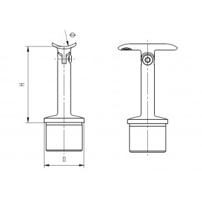 INOX Cevni nosilec 42.4 gibljiv D14 z čepom varjen / poliran AISI304