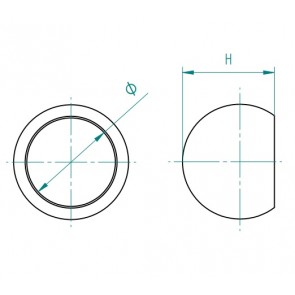 INOX Zaključna krogla 55x42 slepa / polirana AISI304