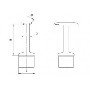 INOX Cevni nosilec 42.4 fiksen D14 z čepom varjen / poliran AISI304