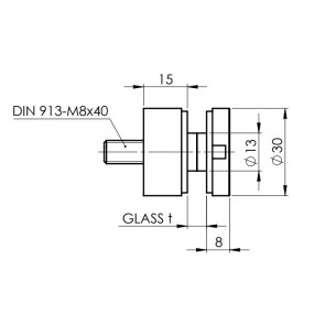 INOX Nosilec stekla okrogel točkovni raven 30x15x8 / satiniran 0106S