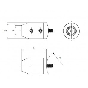 INOX axialni  nosilec 12 / satiniran za cev 33,7 AISI304
