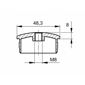 INOX Zaključni čep 48.3-M8 polkrožen / satiniran AISI304