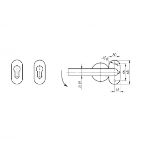 Inox kljuka D8/05G-L-PVD črna leva, fiksni gumb AISI304